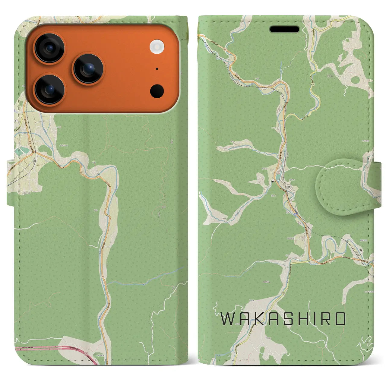 【若代(岡山県)】地図柄iPhoneケース(手帳タイプ)