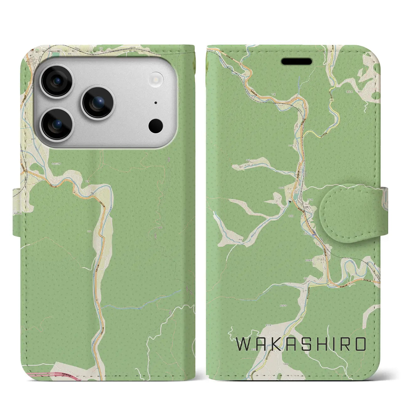 【若代(岡山県)】地図柄iPhoneケース(手帳タイプ)