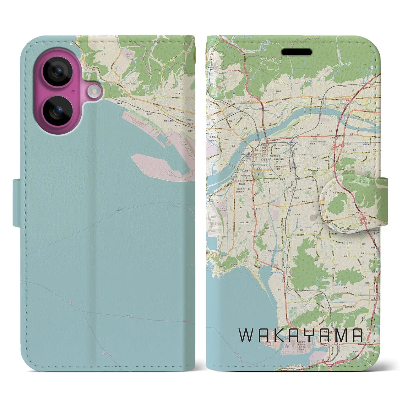 【和歌山(和歌山県)】地図柄iPhoneケース(手帳タイプ)ナチュラル・iPhone 16 Pro 用