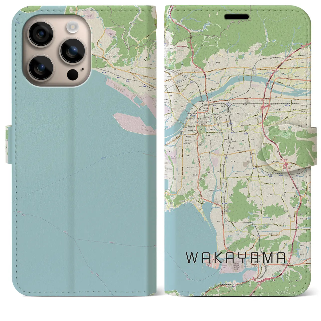 【和歌山(和歌山県)】地図柄iPhoneケース(手帳タイプ)ナチュラル・iPhone 16 Plus 用