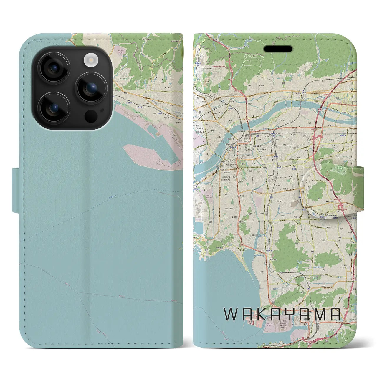 【和歌山(和歌山県)】地図柄iPhoneケース(手帳タイプ)ナチュラル・iPhone 16 用