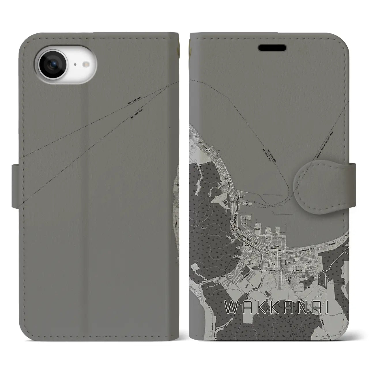 【稚内(北海道)】地図柄iPhoneケース(手帳タイプ)