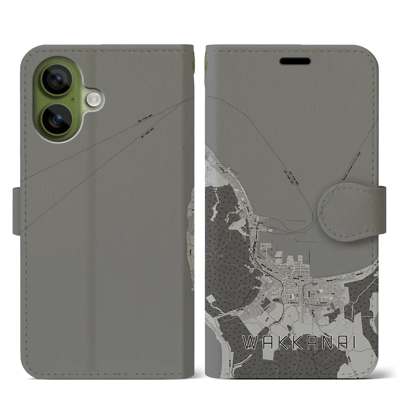 【稚内(北海道)】地図柄iPhoneケース(手帳タイプ)