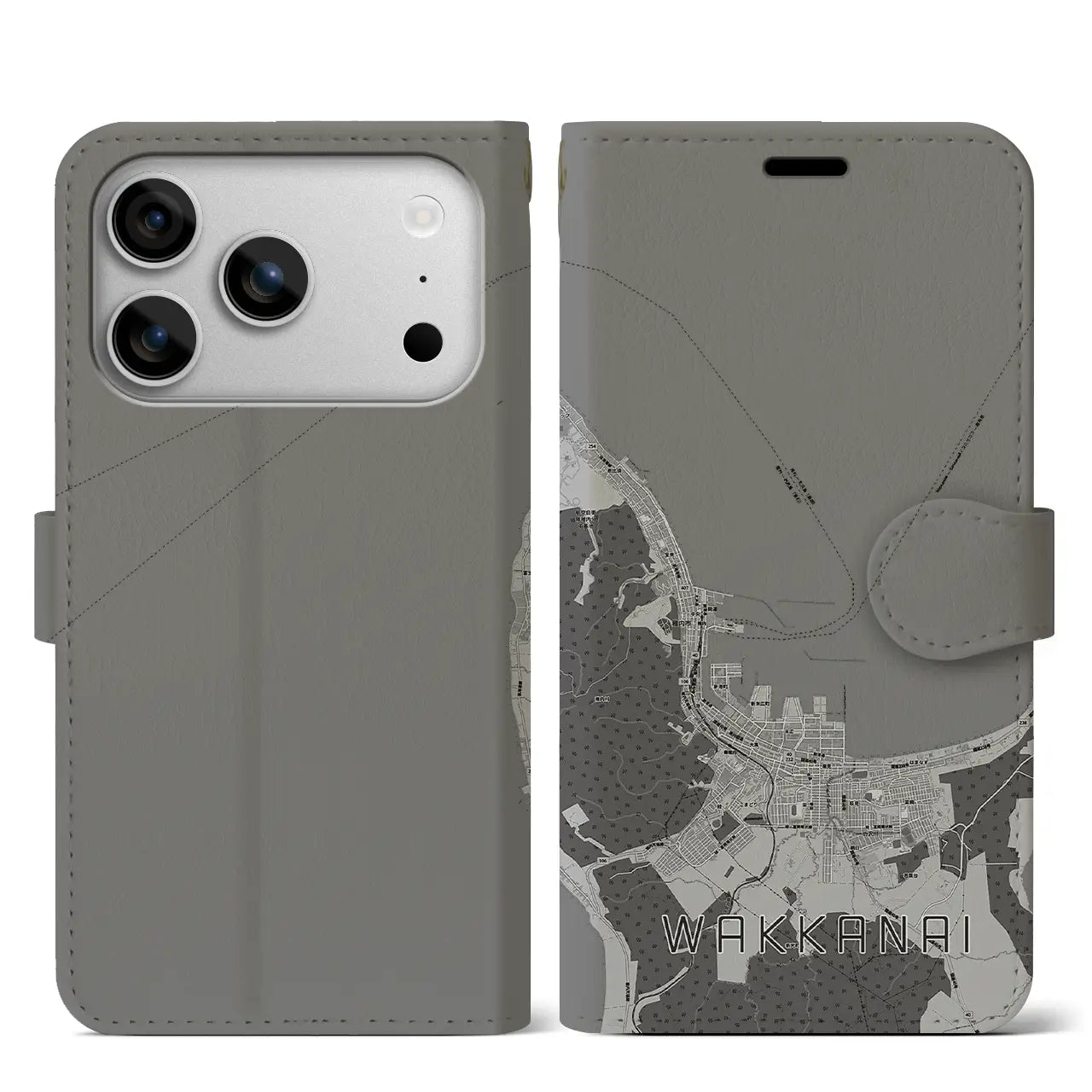 【稚内(北海道)】地図柄iPhoneケース(手帳タイプ)