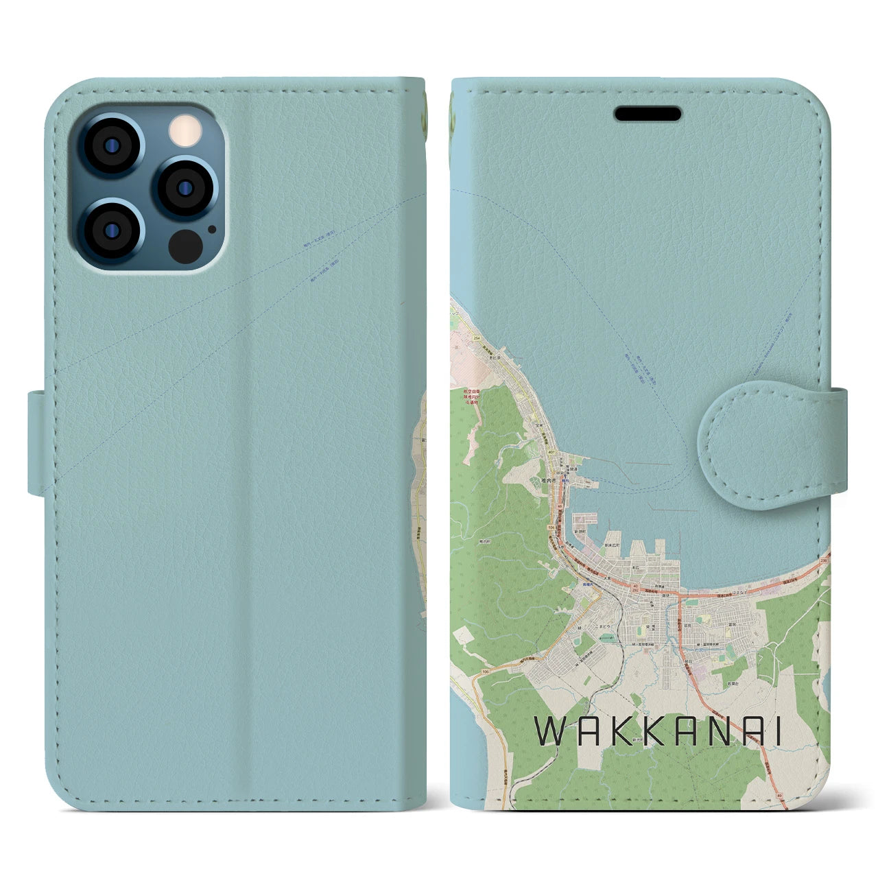 【稚内(北海道)】地図柄iPhoneケース(手帳タイプ)ナチュラル・iPhone 12 / 12 Pro 用