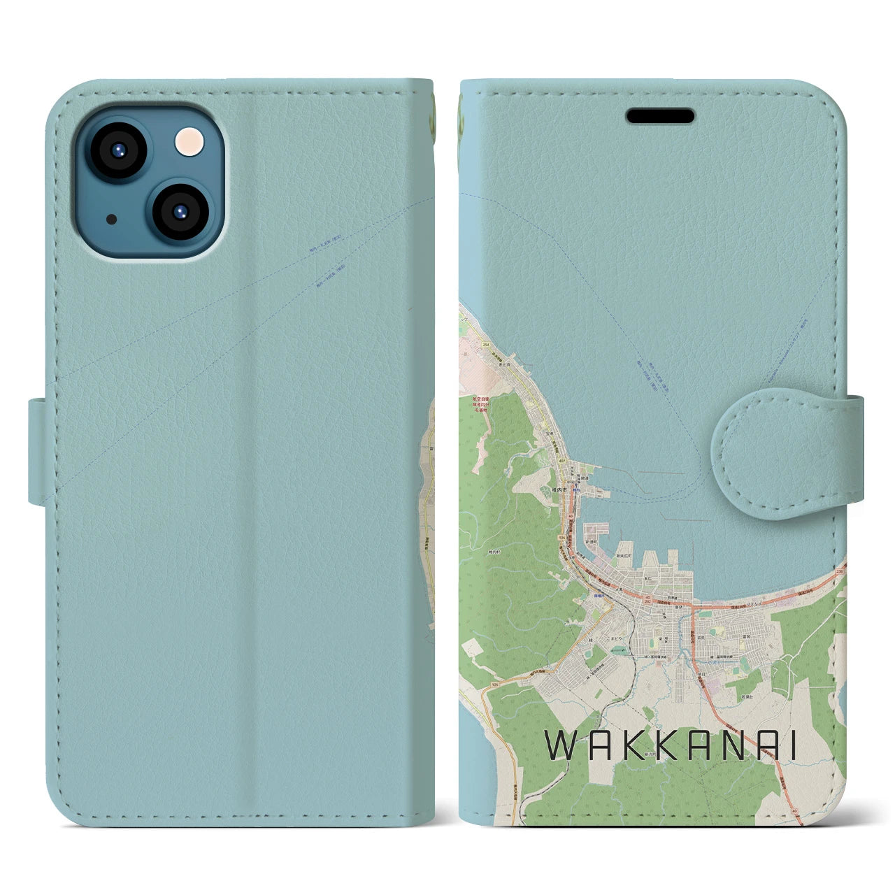 【稚内(北海道)】地図柄iPhoneケース(手帳タイプ)ナチュラル・iPhone 13 用
