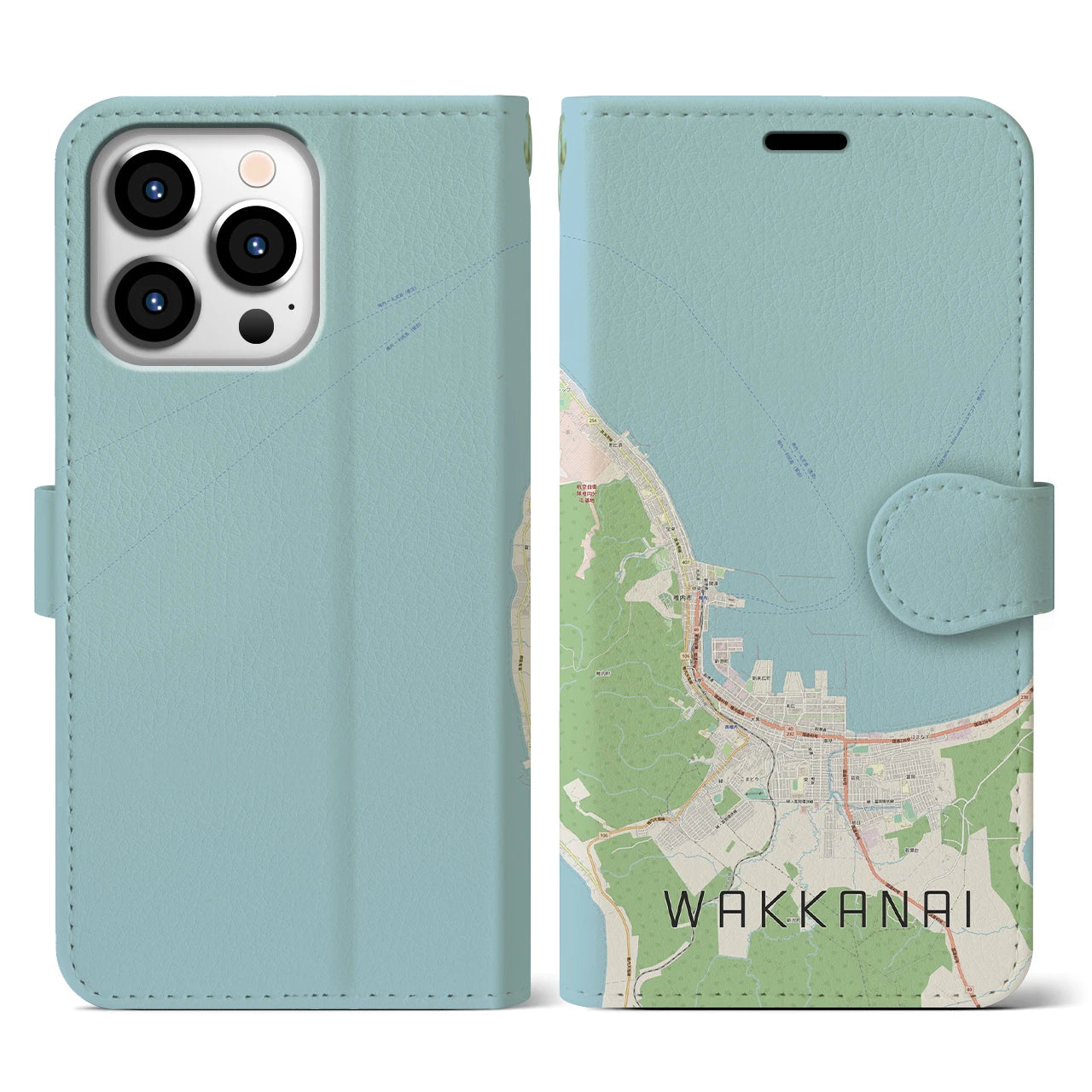 【稚内(北海道)】地図柄iPhoneケース(手帳タイプ)ナチュラル・iPhone 13 Pro 用