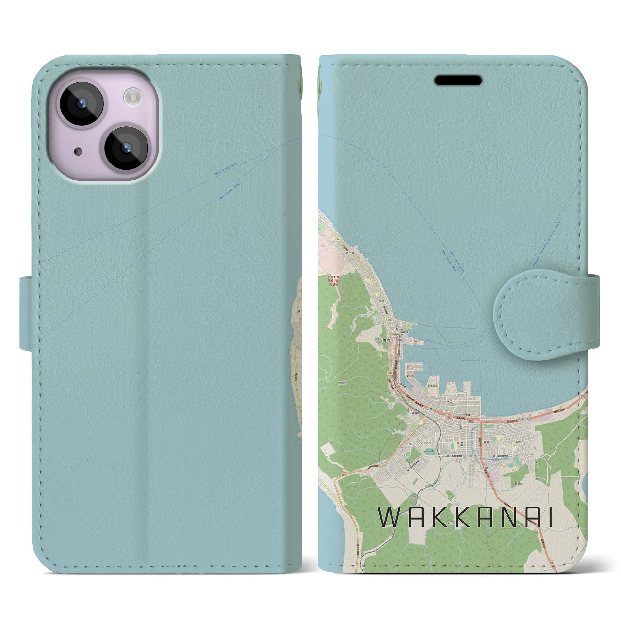 【稚内(北海道)】地図柄iPhoneケース(手帳タイプ)ナチュラル・iPhone 14 用