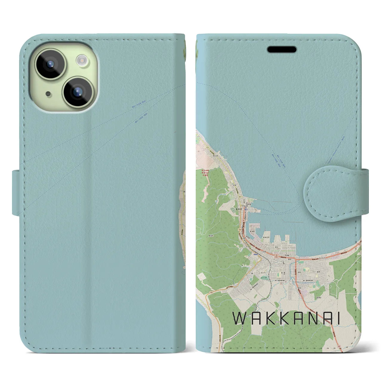 【稚内(北海道)】地図柄iPhoneケース(手帳タイプ)ナチュラル・iPhone 15 用