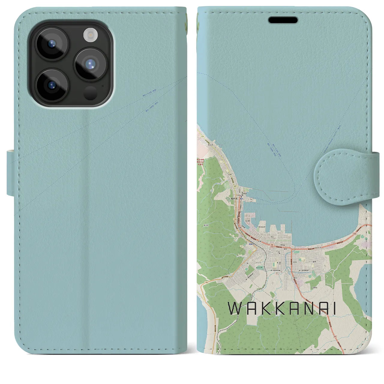 【稚内(北海道)】地図柄iPhoneケース(手帳タイプ)ナチュラル・iPhone 15 Pro Max 用