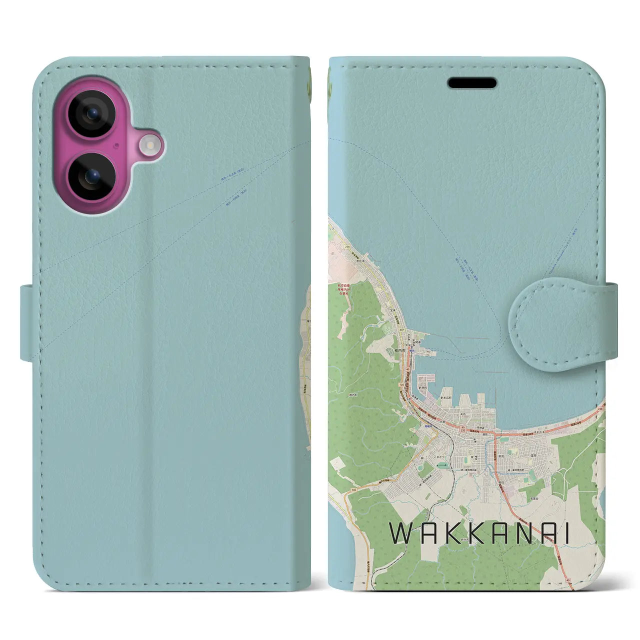【稚内(北海道)】地図柄iPhoneケース(手帳タイプ)ナチュラル・iPhone 16 Pro 用