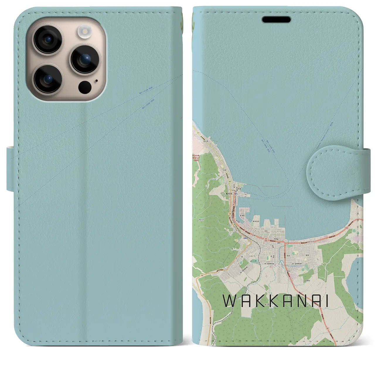 【稚内(北海道)】地図柄iPhoneケース(手帳タイプ)ナチュラル・iPhone 16 Plus 用
