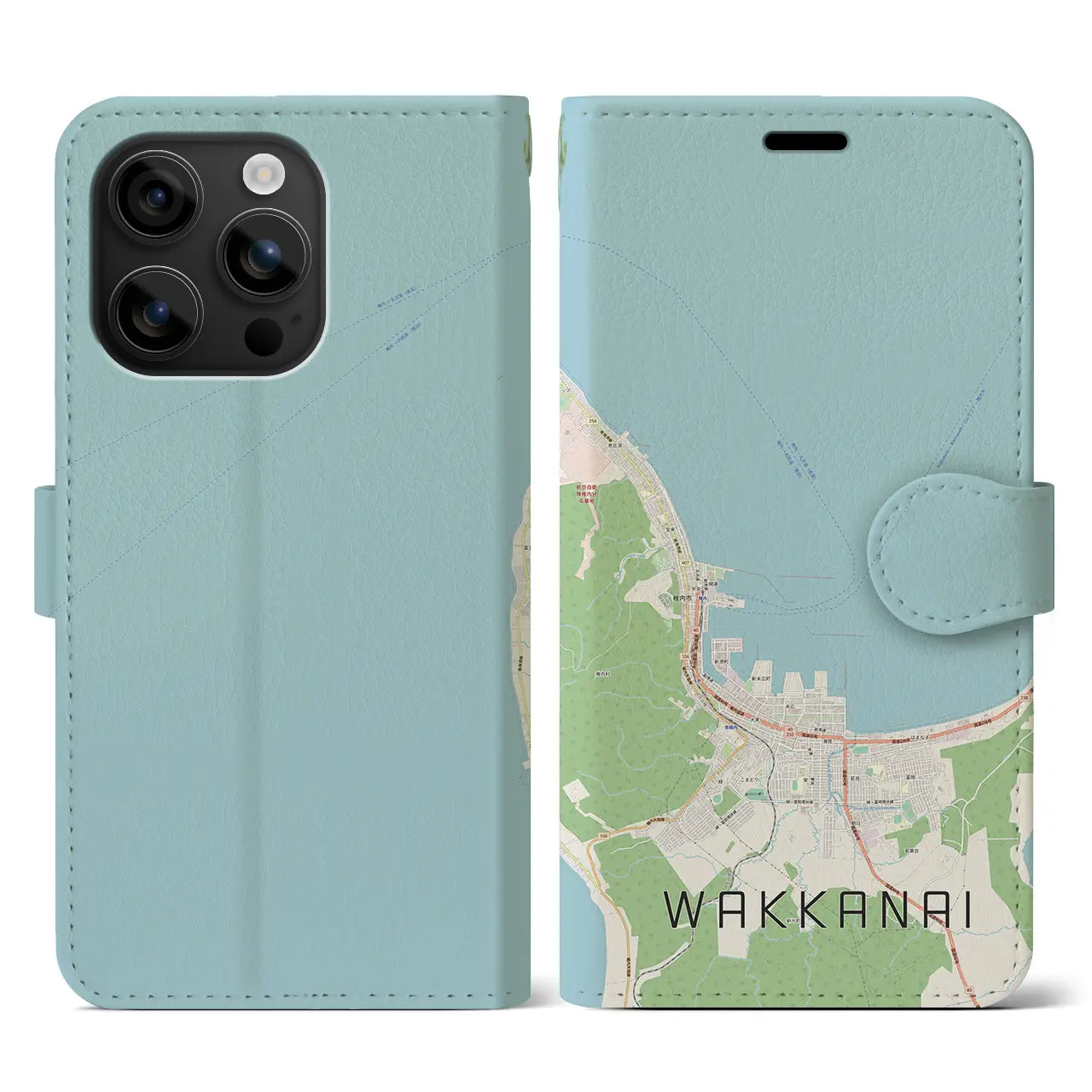 【稚内(北海道)】地図柄iPhoneケース(手帳タイプ)ナチュラル・iPhone 16 用