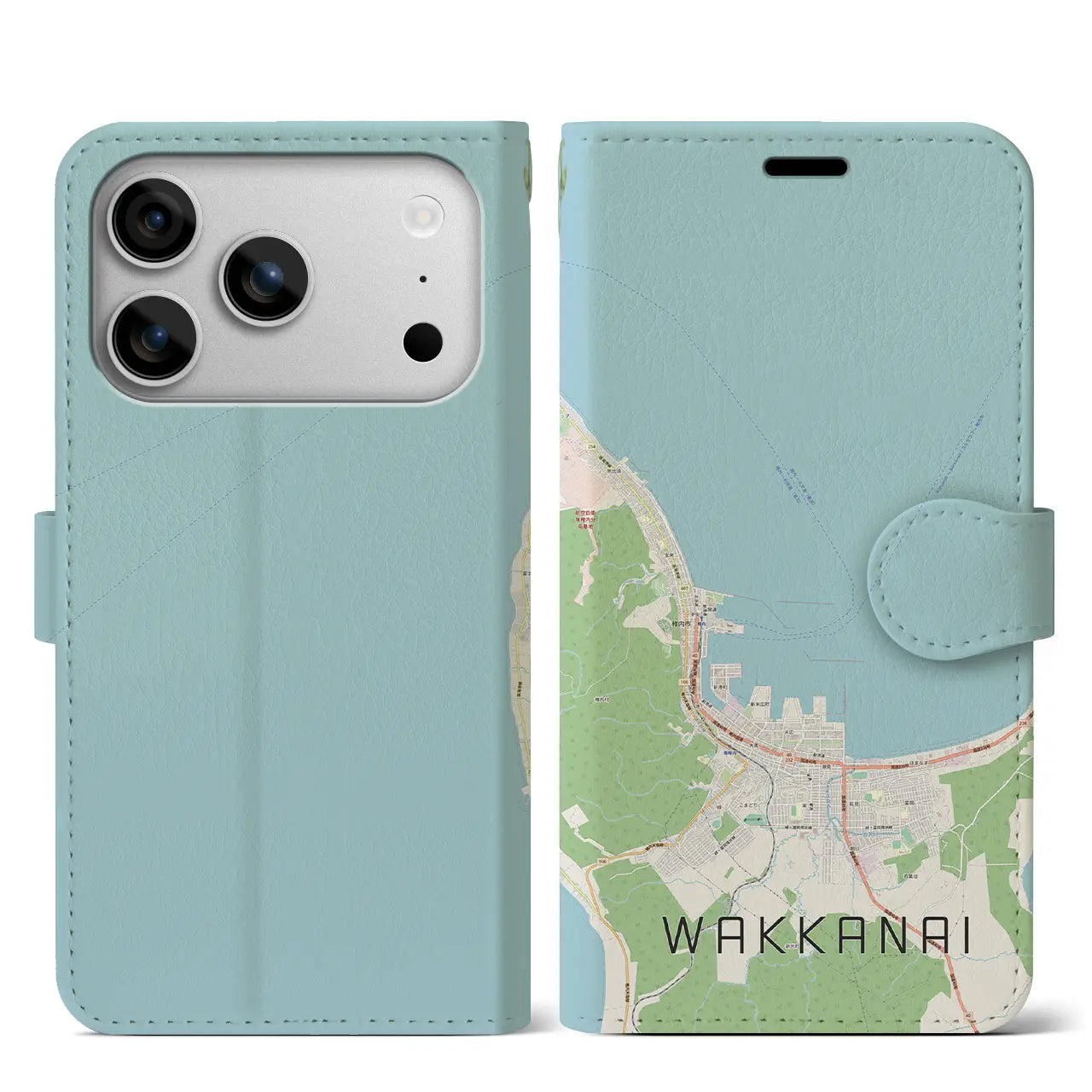 【稚内(北海道)】地図柄iPhoneケース(手帳タイプ)