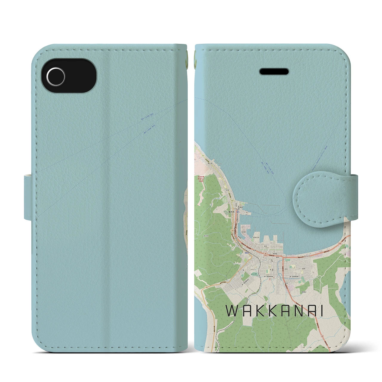 【稚内(北海道)】地図柄iPhoneケース(手帳タイプ)ナチュラル・iPhone SE(第3 / 第2世代) / 8 / 7 / 6s / 6 用