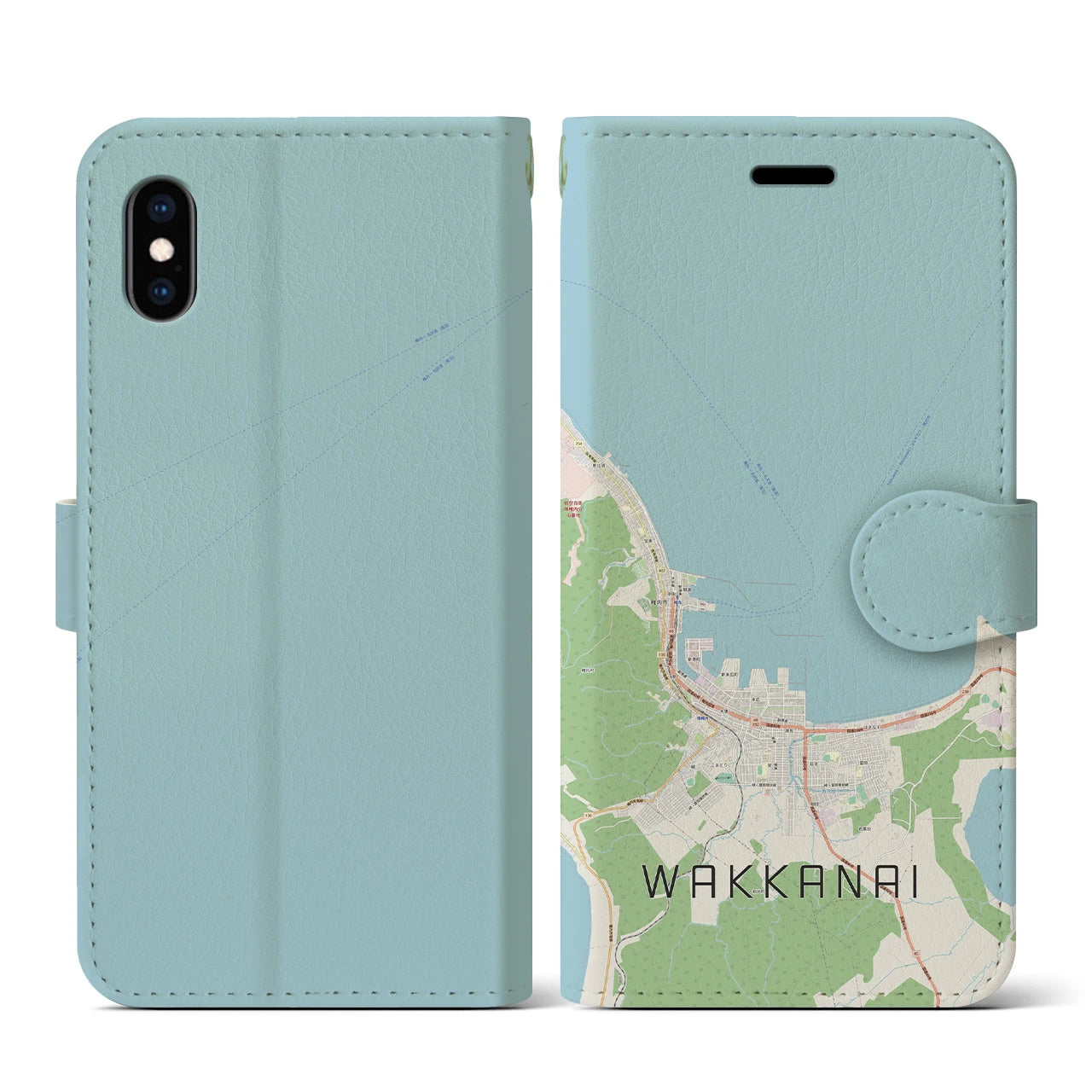 【稚内(北海道)】地図柄iPhoneケース(手帳タイプ)ナチュラル・iPhone XS / X 用
