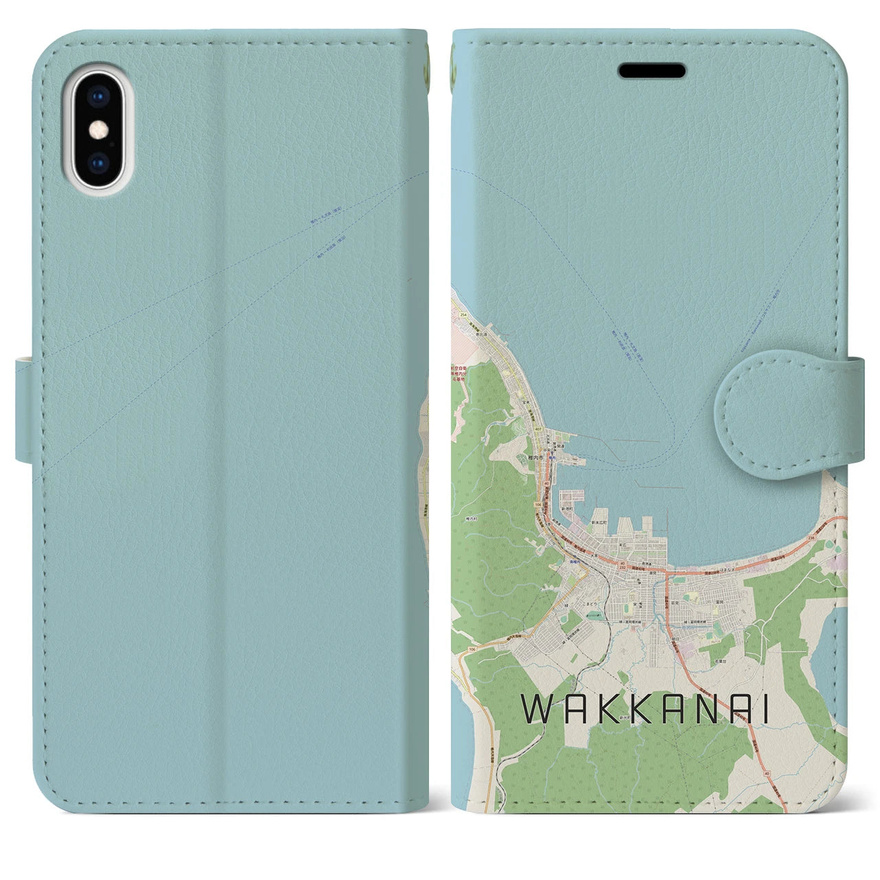 【稚内(北海道)】地図柄iPhoneケース(手帳タイプ)ナチュラル・iPhone XS Max 用