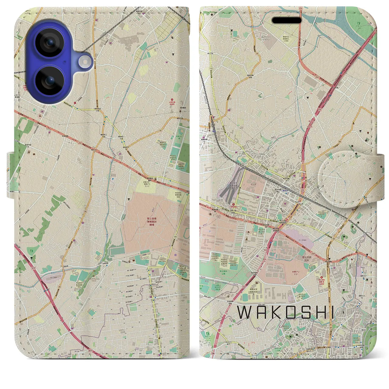 【和光市(埼玉県)】地図柄iPhoneケース(手帳タイプ)ナチュラル・iPhone 16 Pro Max 用