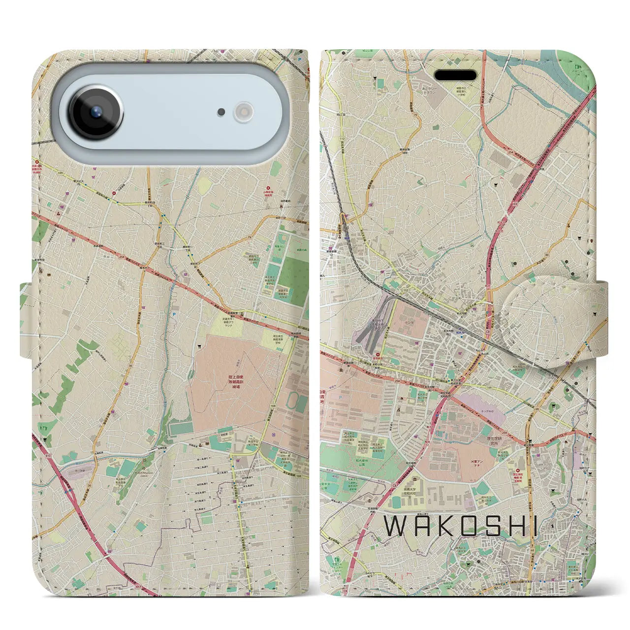【和光市(埼玉県)】地図柄iPhoneケース(手帳タイプ)ナチュラル・iPhone 17 Pro Max 用