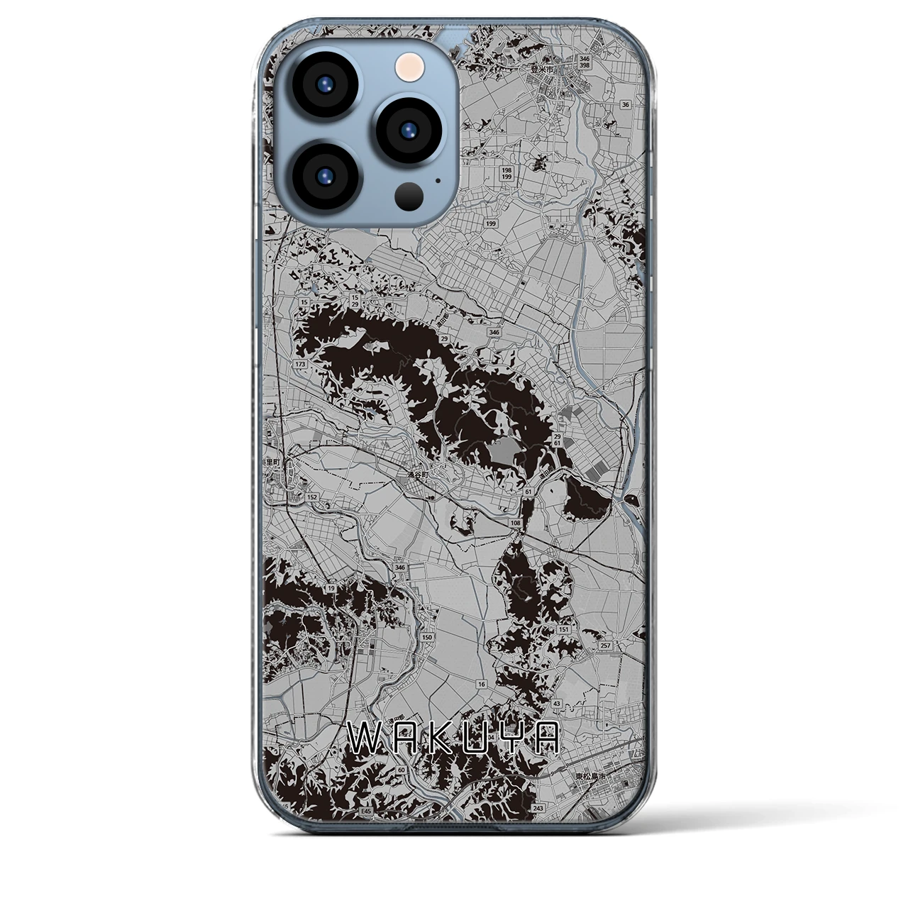 【涌谷(宮城県)】地図柄iPhoneケース(クリアタイプ)