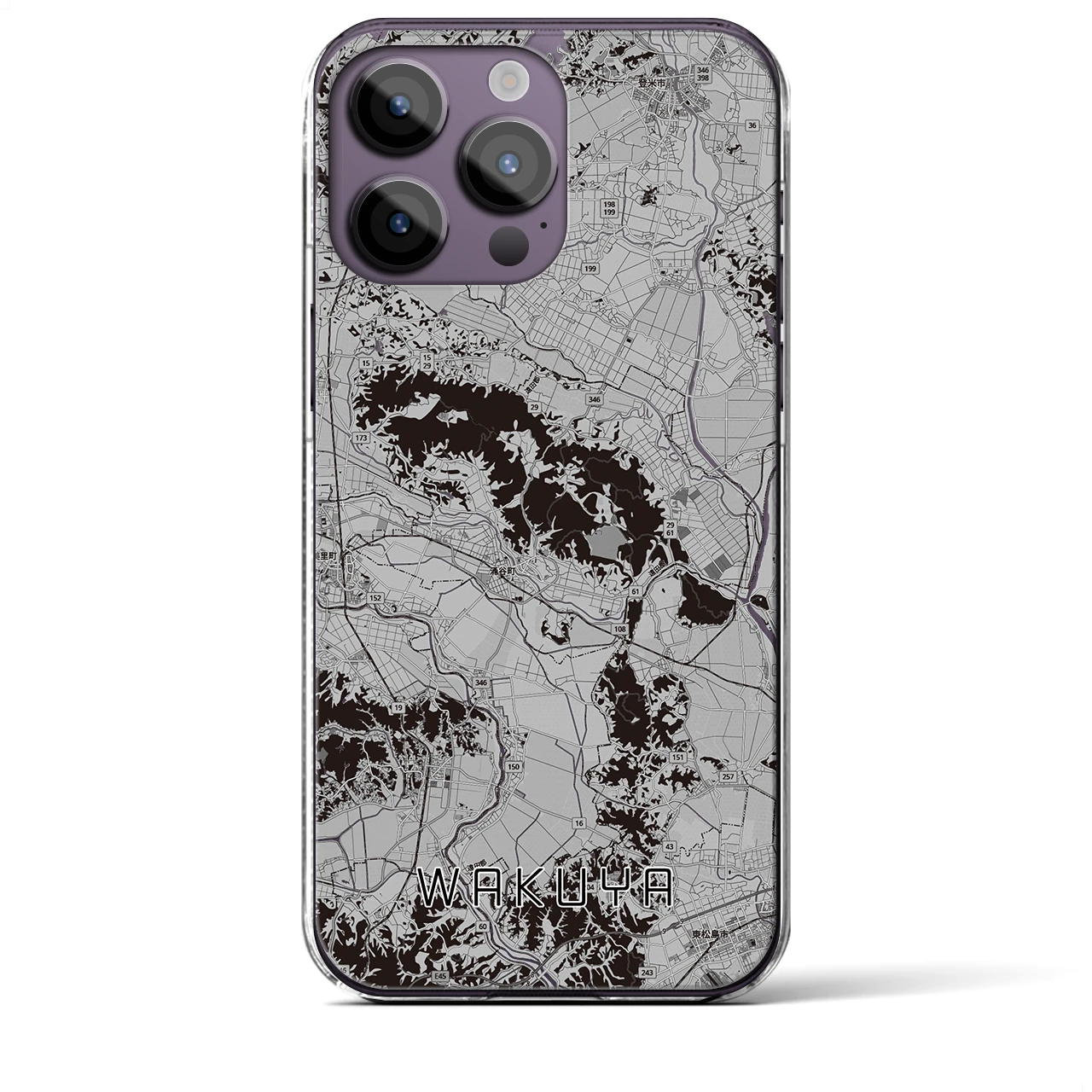 【涌谷(宮城県)】地図柄iPhoneケース(クリアタイプ)