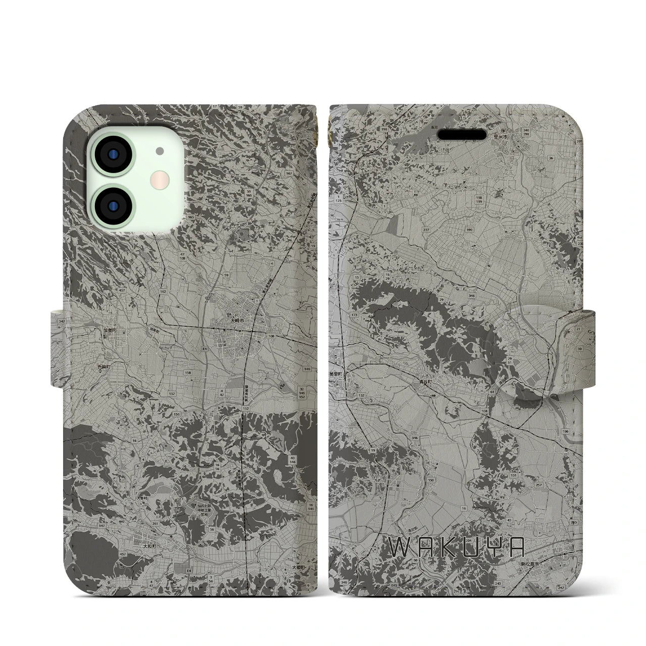 【涌谷(宮城県)】地図柄iPhoneケース(手帳タイプ)