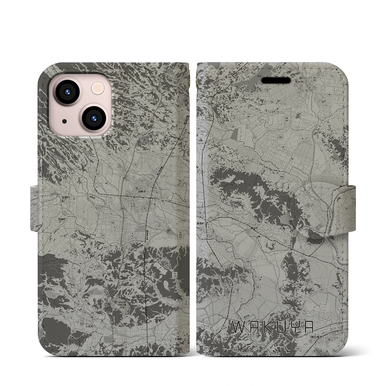 【涌谷(宮城県)】地図柄iPhoneケース(手帳タイプ)