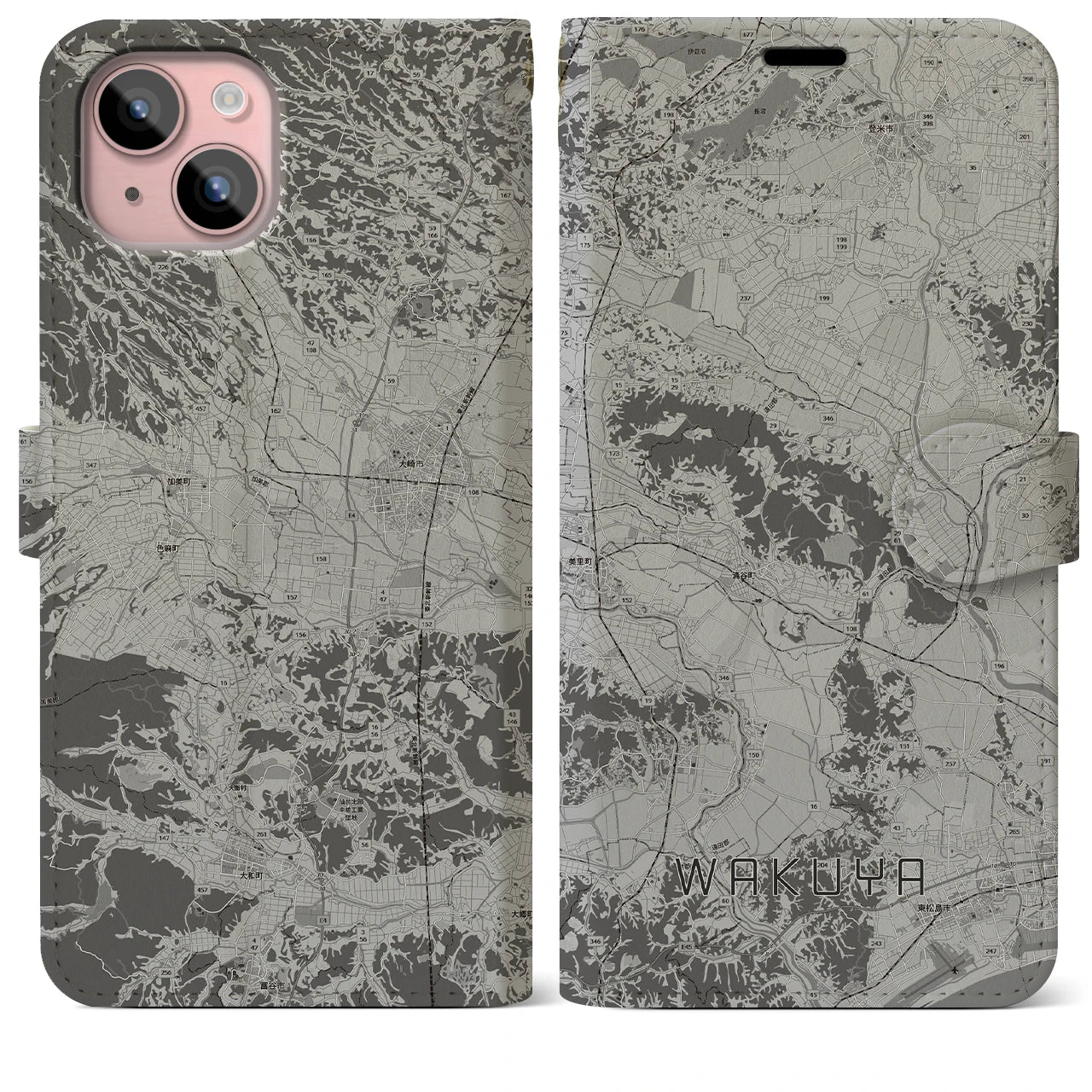 【涌谷(宮城県)】地図柄iPhoneケース(手帳タイプ)