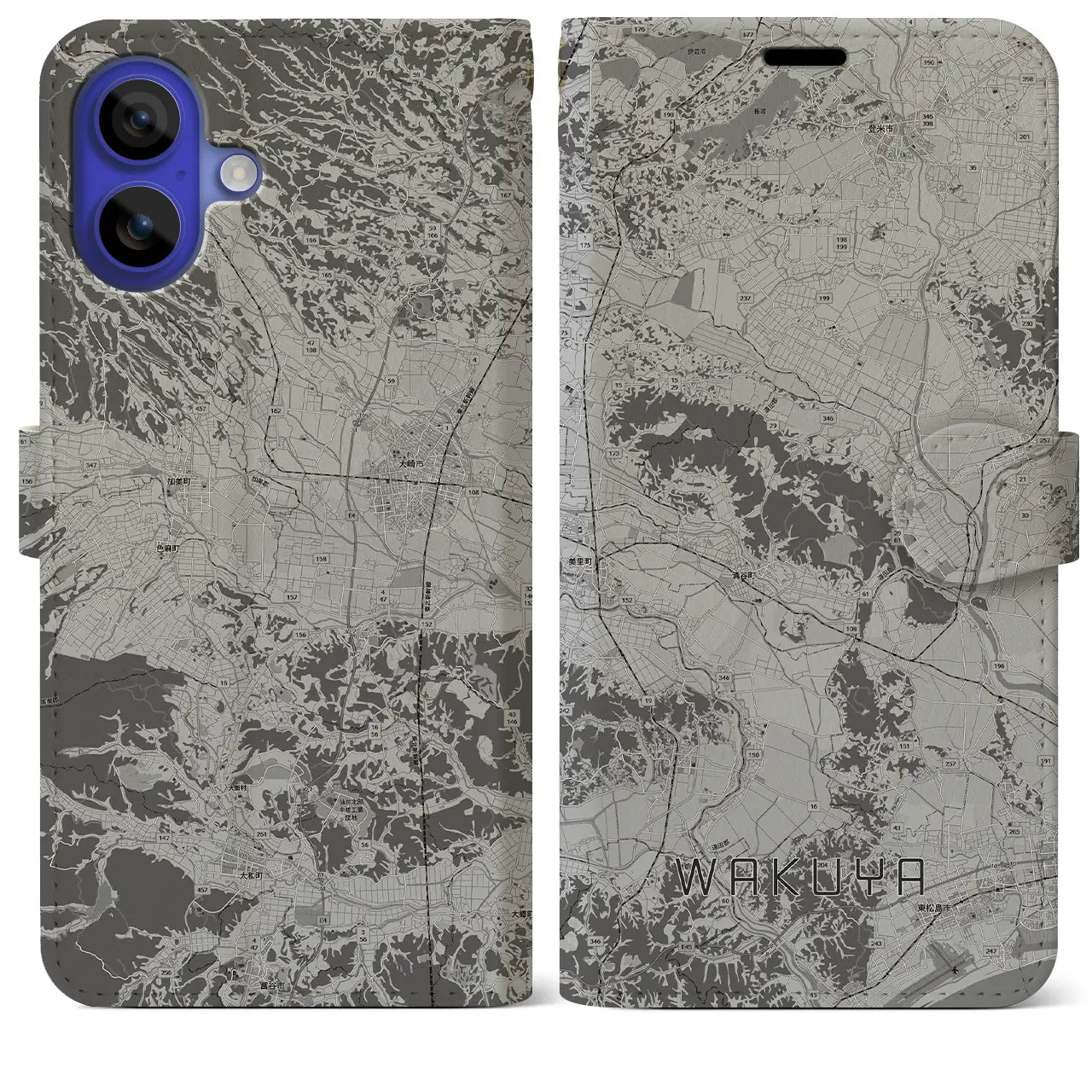 【涌谷(宮城県)】地図柄iPhoneケース(手帳タイプ)