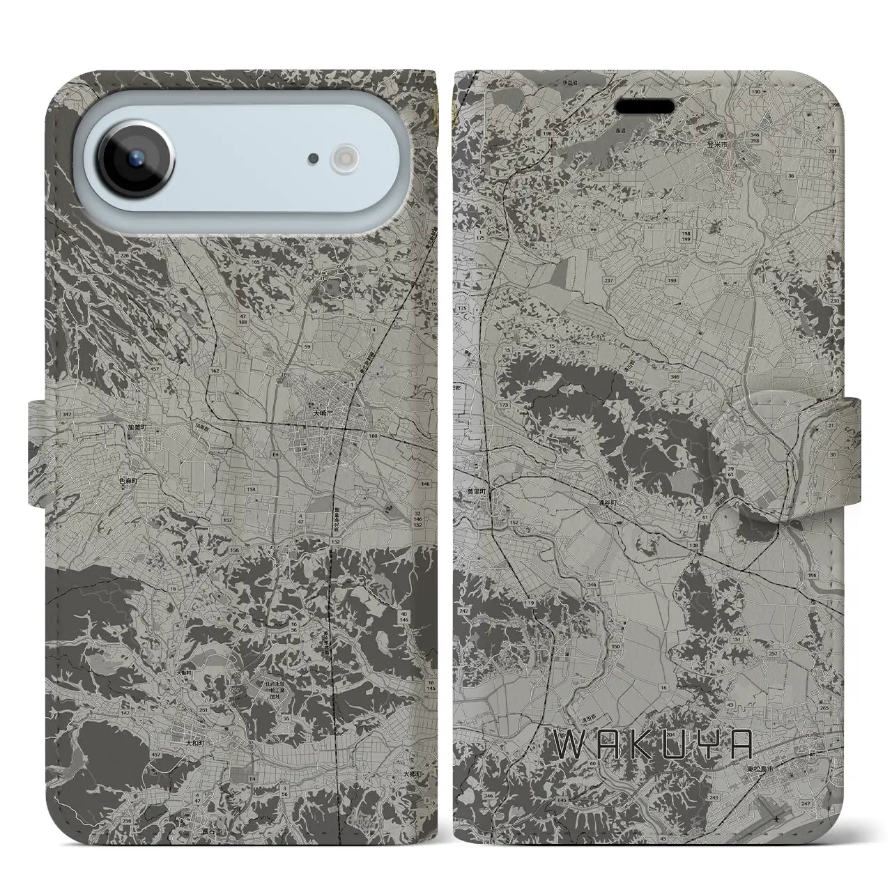 【涌谷(宮城県)】地図柄iPhoneケース(手帳タイプ)