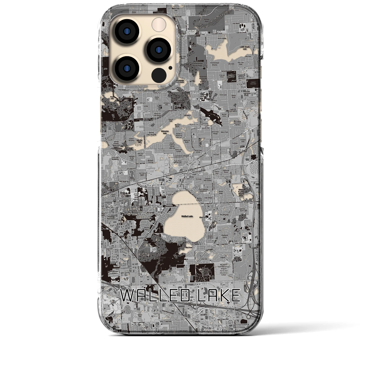 【ウォールドレイク(アメリカ)】地図柄iPhoneケース(クリアタイプ)