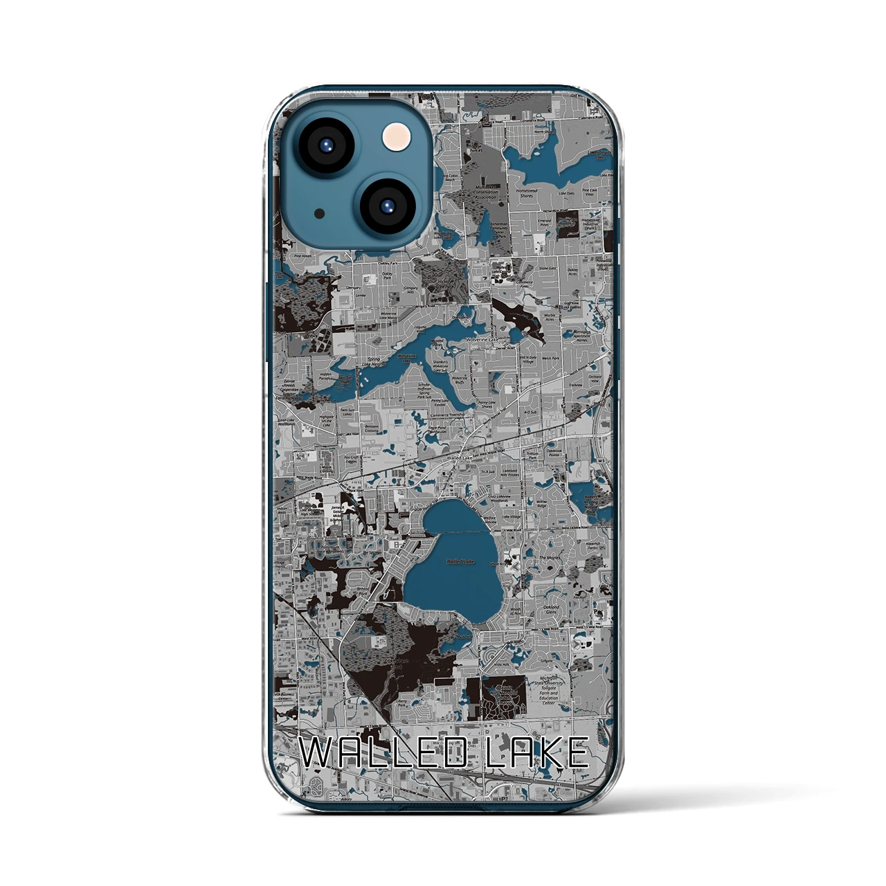 【ウォールドレイク(アメリカ)】地図柄iPhoneケース(クリアタイプ)