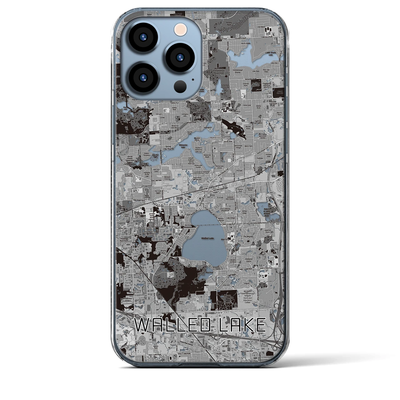 【ウォールドレイク(アメリカ)】地図柄iPhoneケース(クリアタイプ)