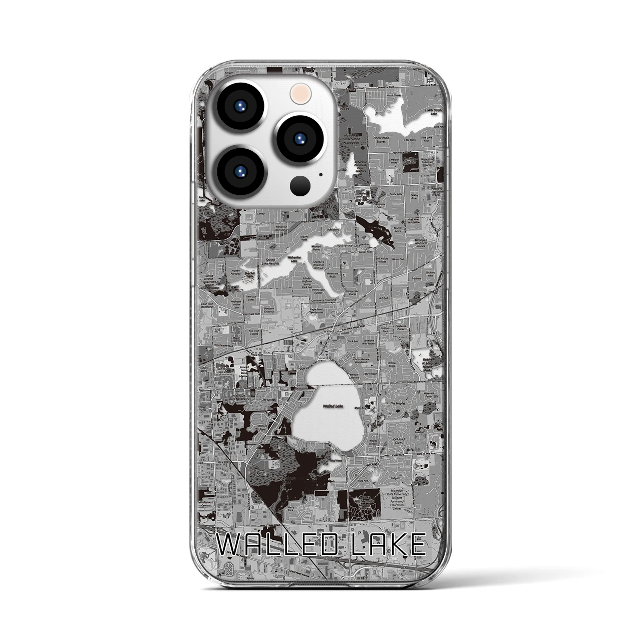 【ウォールドレイク(アメリカ)】地図柄iPhoneケース(クリアタイプ)