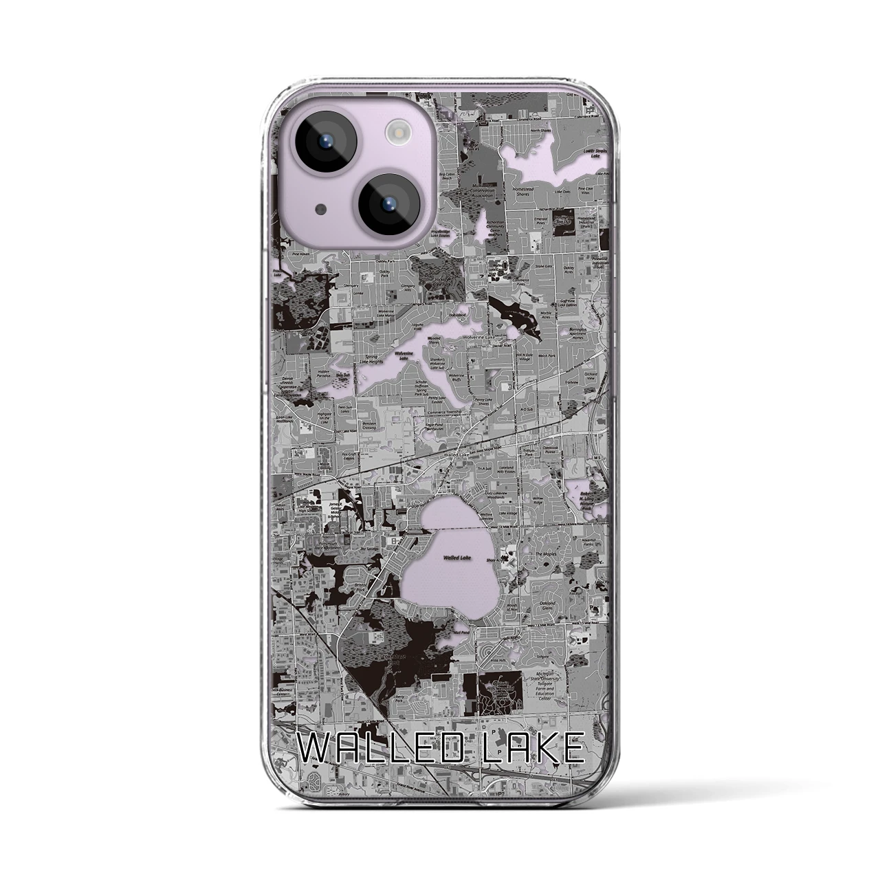 【ウォールドレイク(アメリカ)】地図柄iPhoneケース(クリアタイプ)