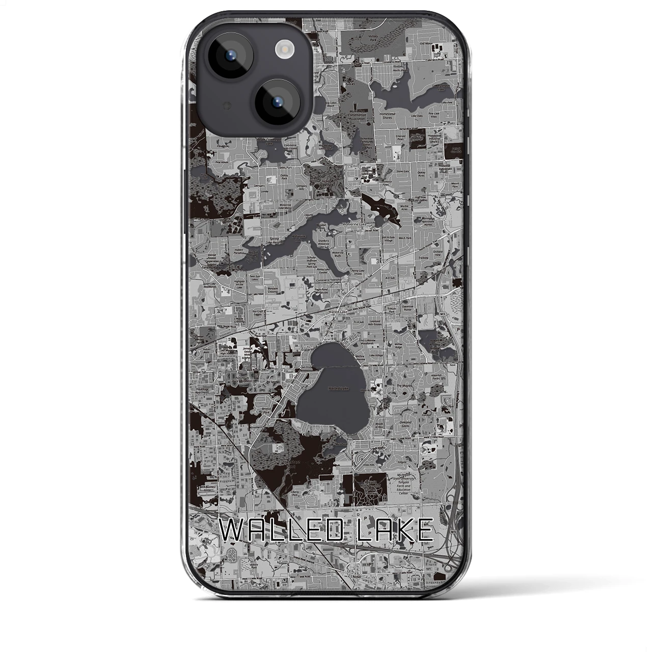 【ウォールドレイク(アメリカ)】地図柄iPhoneケース(クリアタイプ)