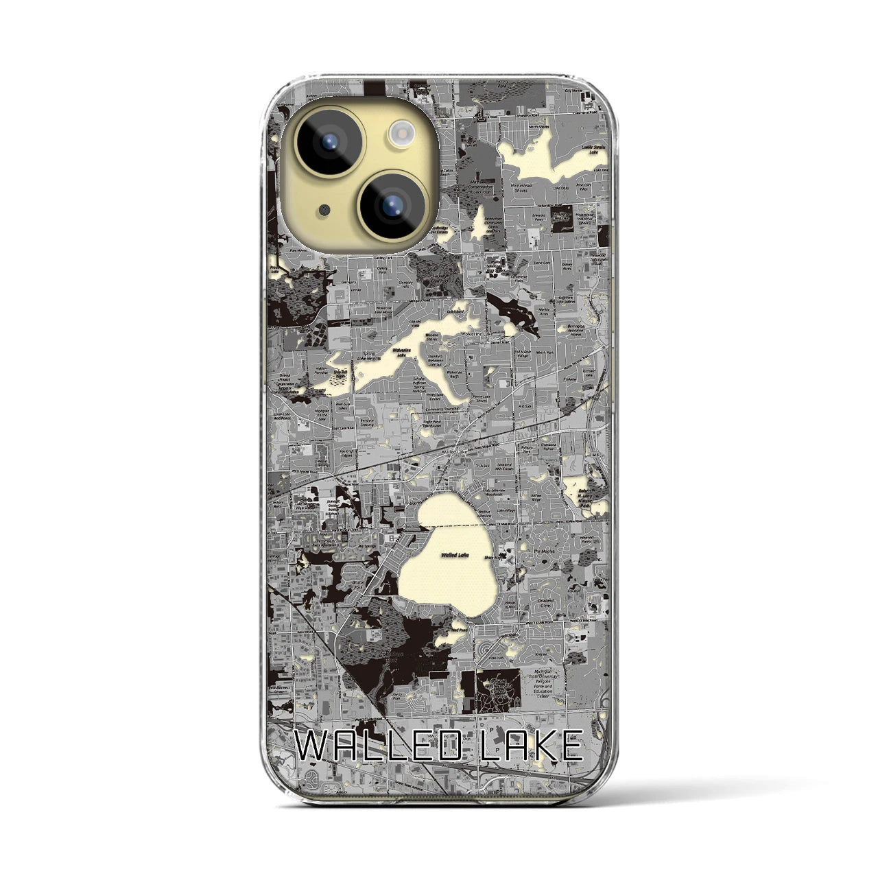 【ウォールドレイク(アメリカ)】地図柄iPhoneケース(クリアタイプ)