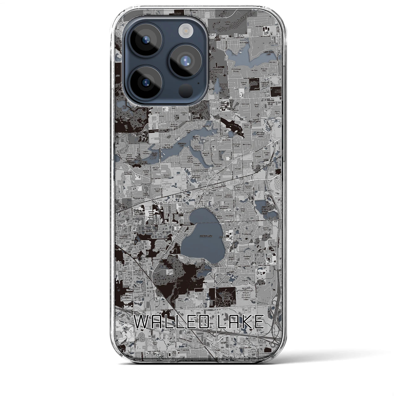 【ウォールドレイク(アメリカ)】地図柄iPhoneケース(クリアタイプ)