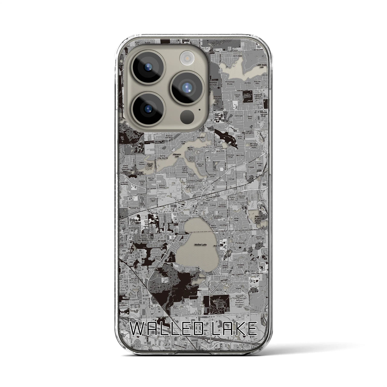 【ウォールドレイク(アメリカ)】地図柄iPhoneケース(クリアタイプ)