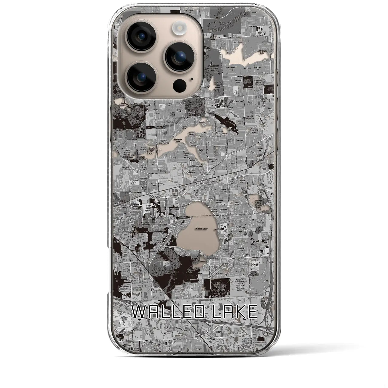 【ウォールドレイク(アメリカ)】地図柄iPhoneケース(クリアタイプ)