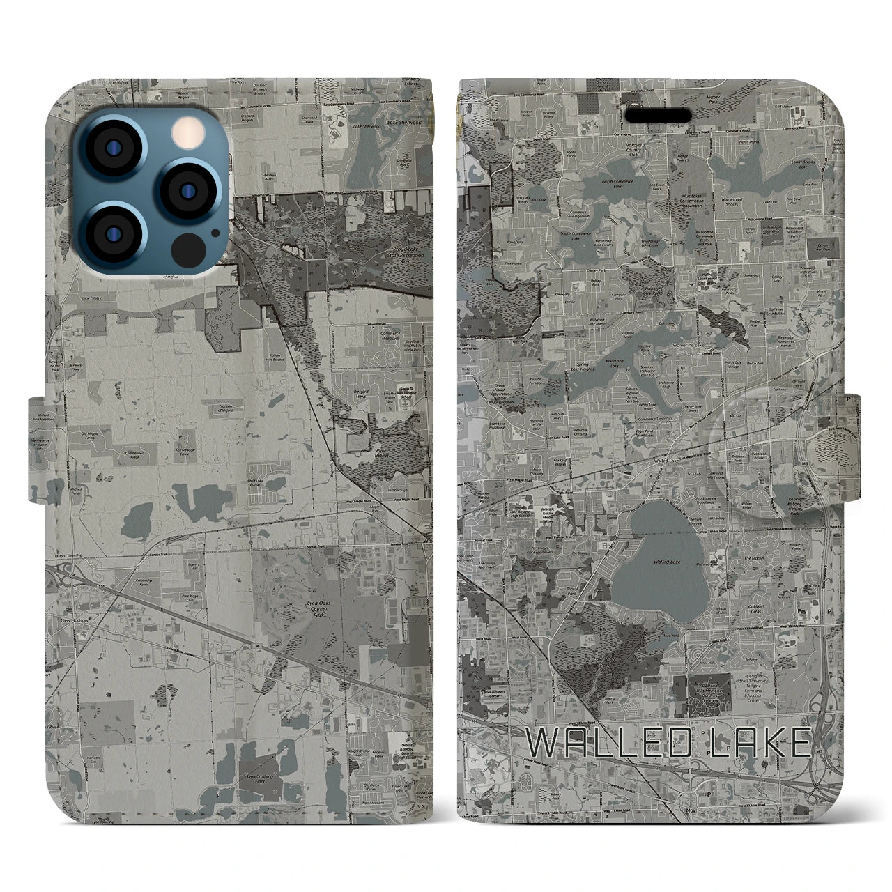 【ウォールドレイク(アメリカ)】地図柄iPhoneケース(手帳タイプ)