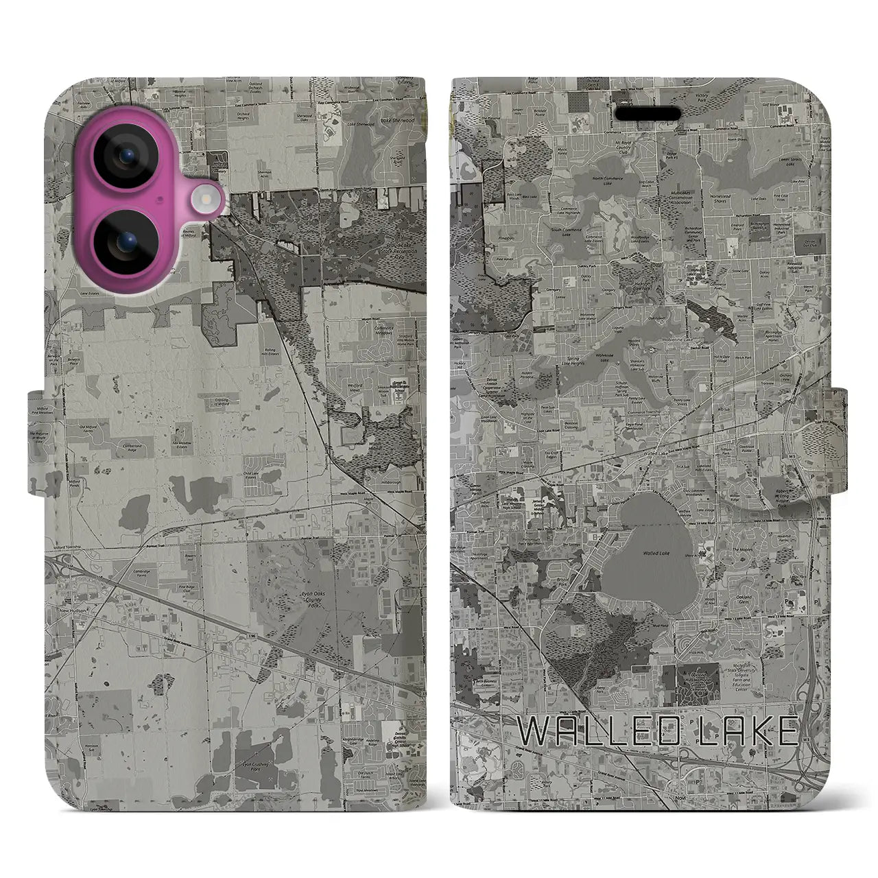 【ウォールドレイク(アメリカ)】地図柄iPhoneケース(手帳タイプ)