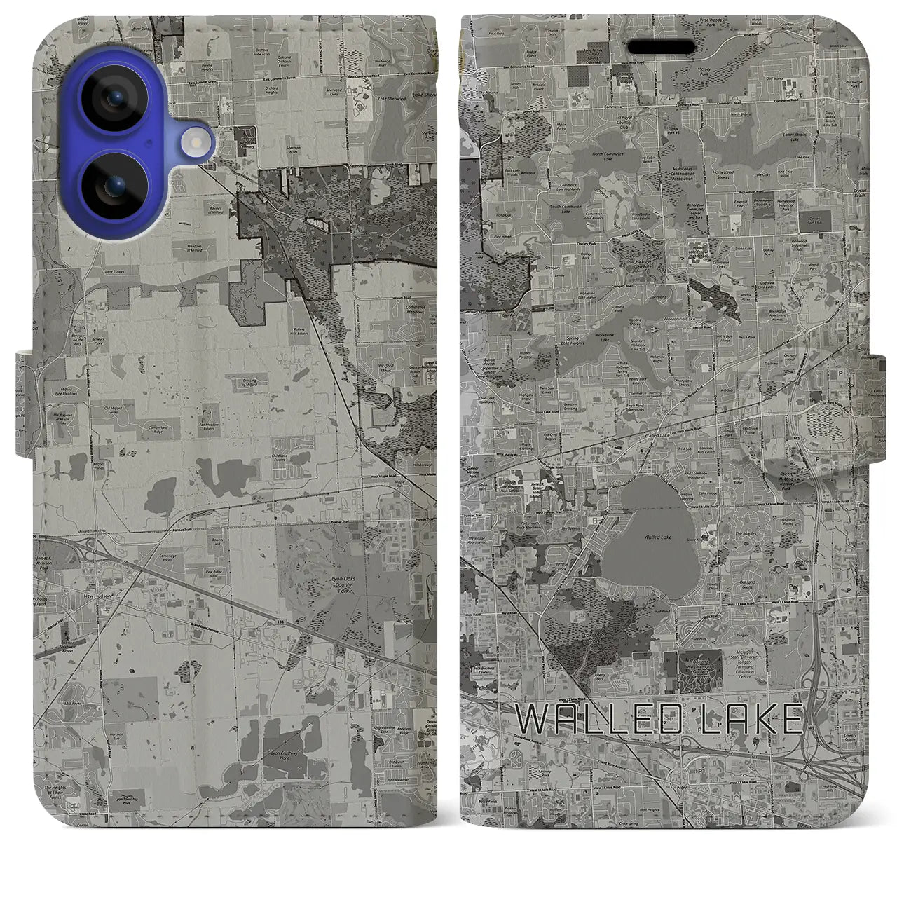 【ウォールドレイク(アメリカ)】地図柄iPhoneケース(手帳タイプ)