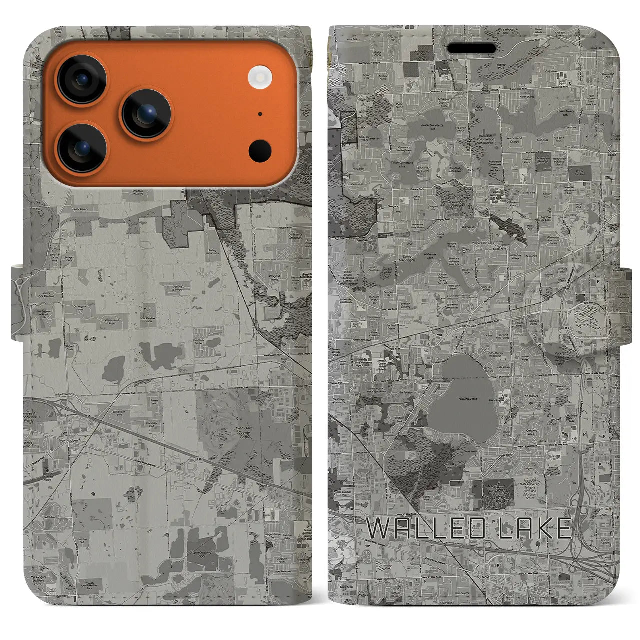 【ウォールドレイク(アメリカ)】地図柄iPhoneケース(手帳タイプ)