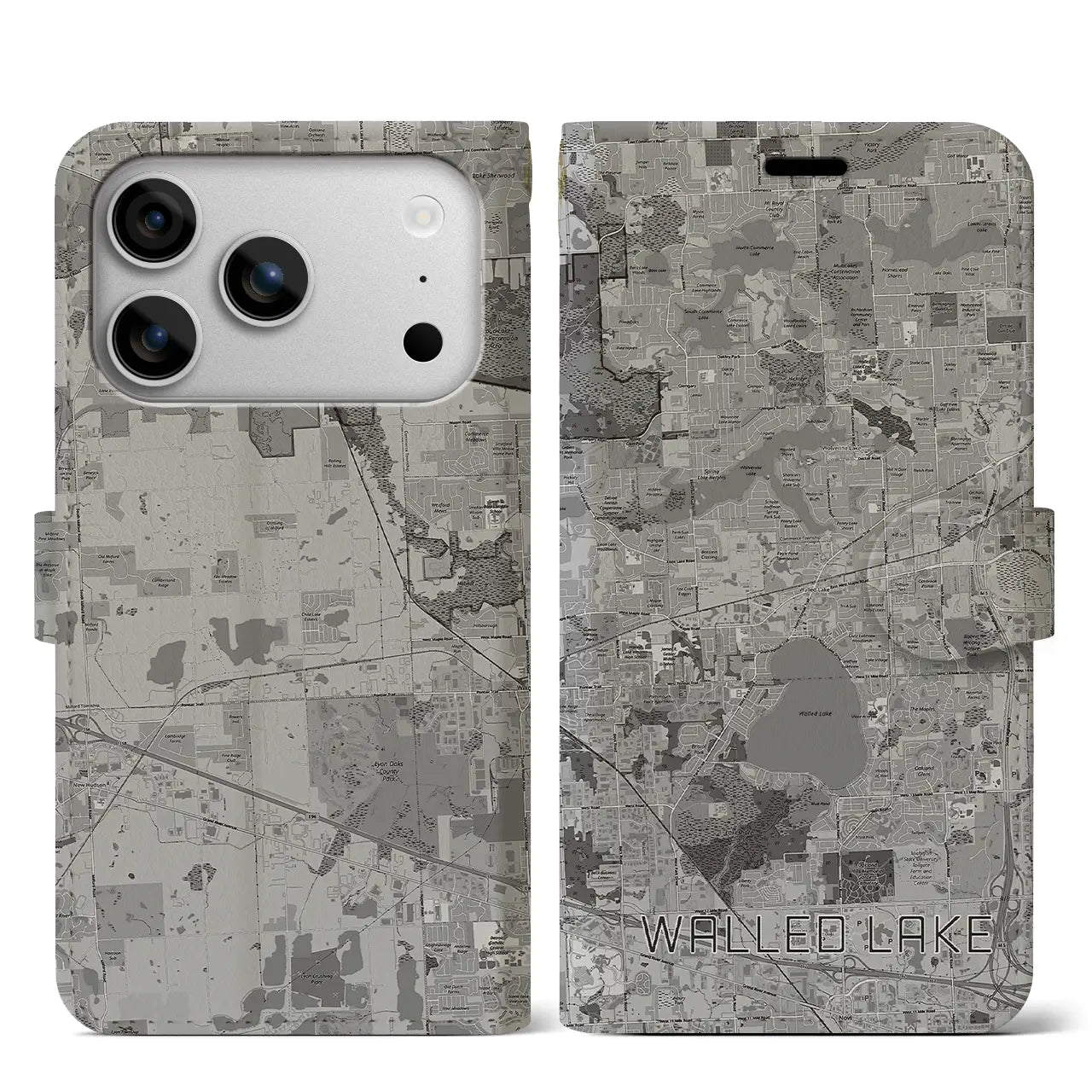 【ウォールドレイク(アメリカ)】地図柄iPhoneケース(手帳タイプ)