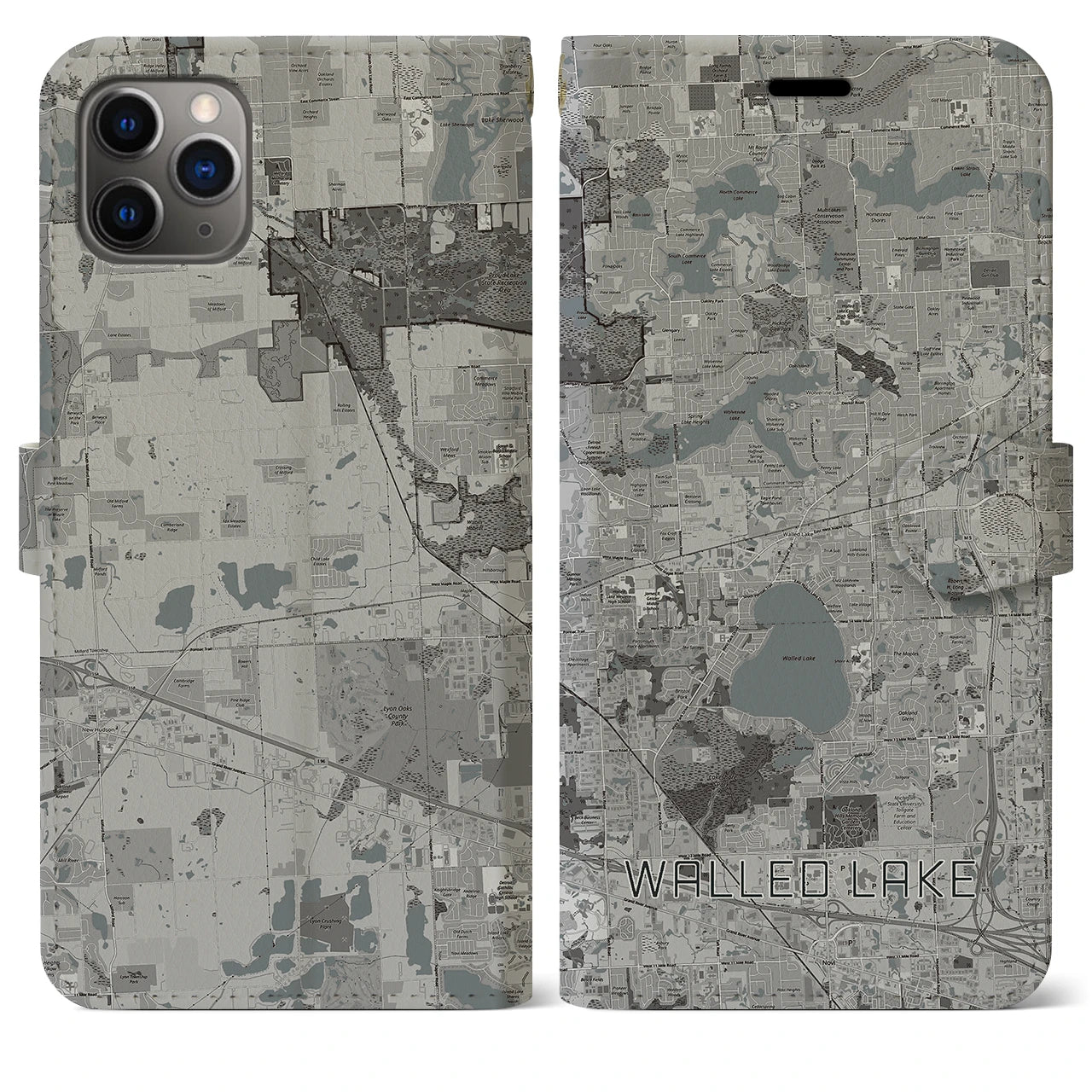 【ウォールドレイク(アメリカ)】地図柄iPhoneケース(手帳タイプ)