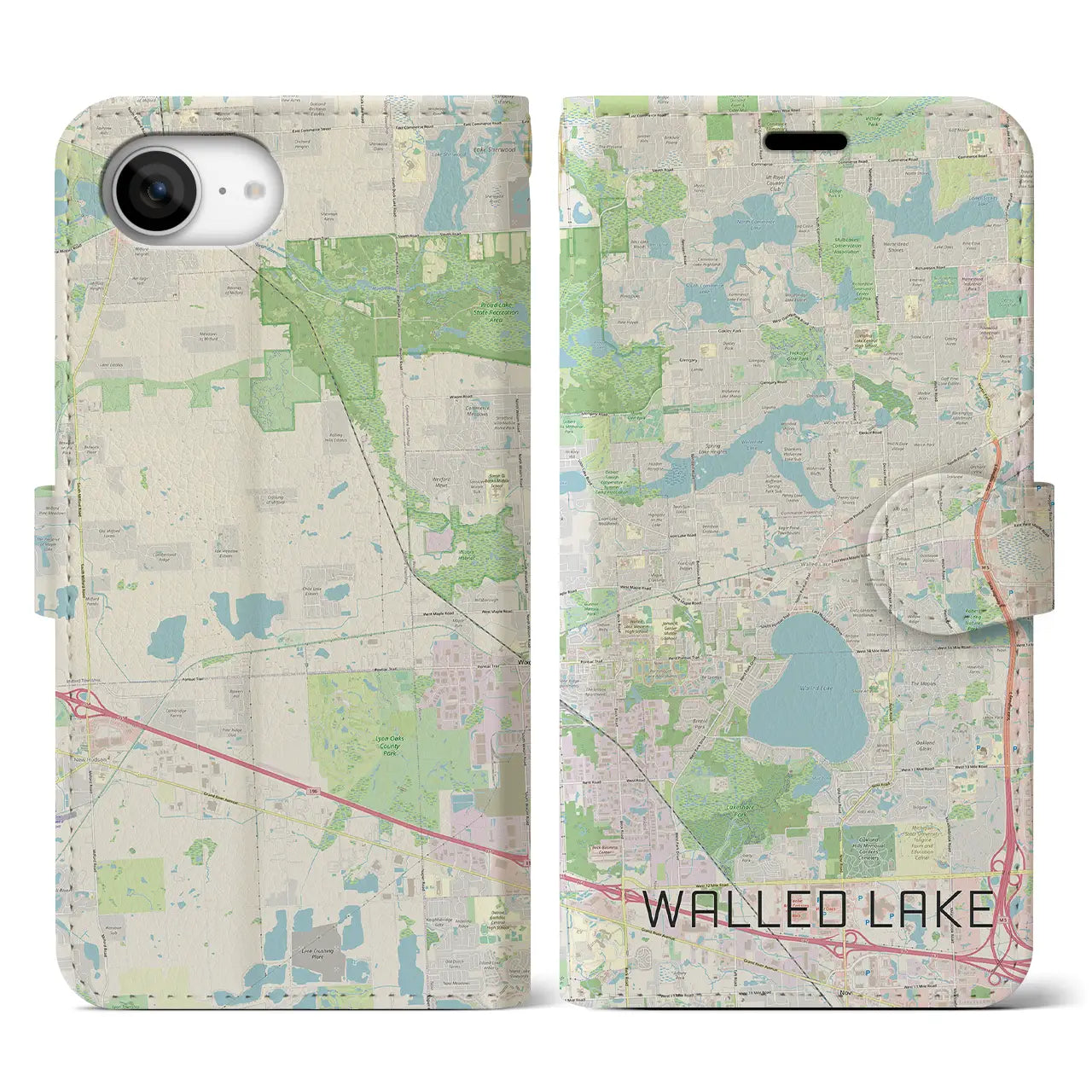 【ウォールドレイク(アメリカ)】地図柄iPhoneケース(手帳タイプ)