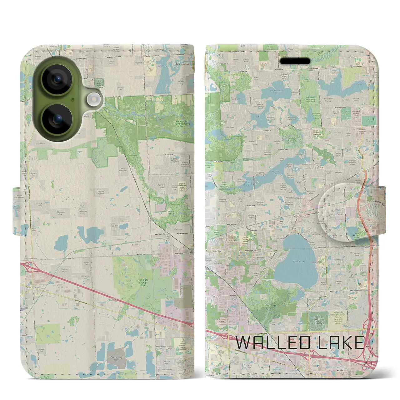【ウォールドレイク(アメリカ)】地図柄iPhoneケース(手帳タイプ)