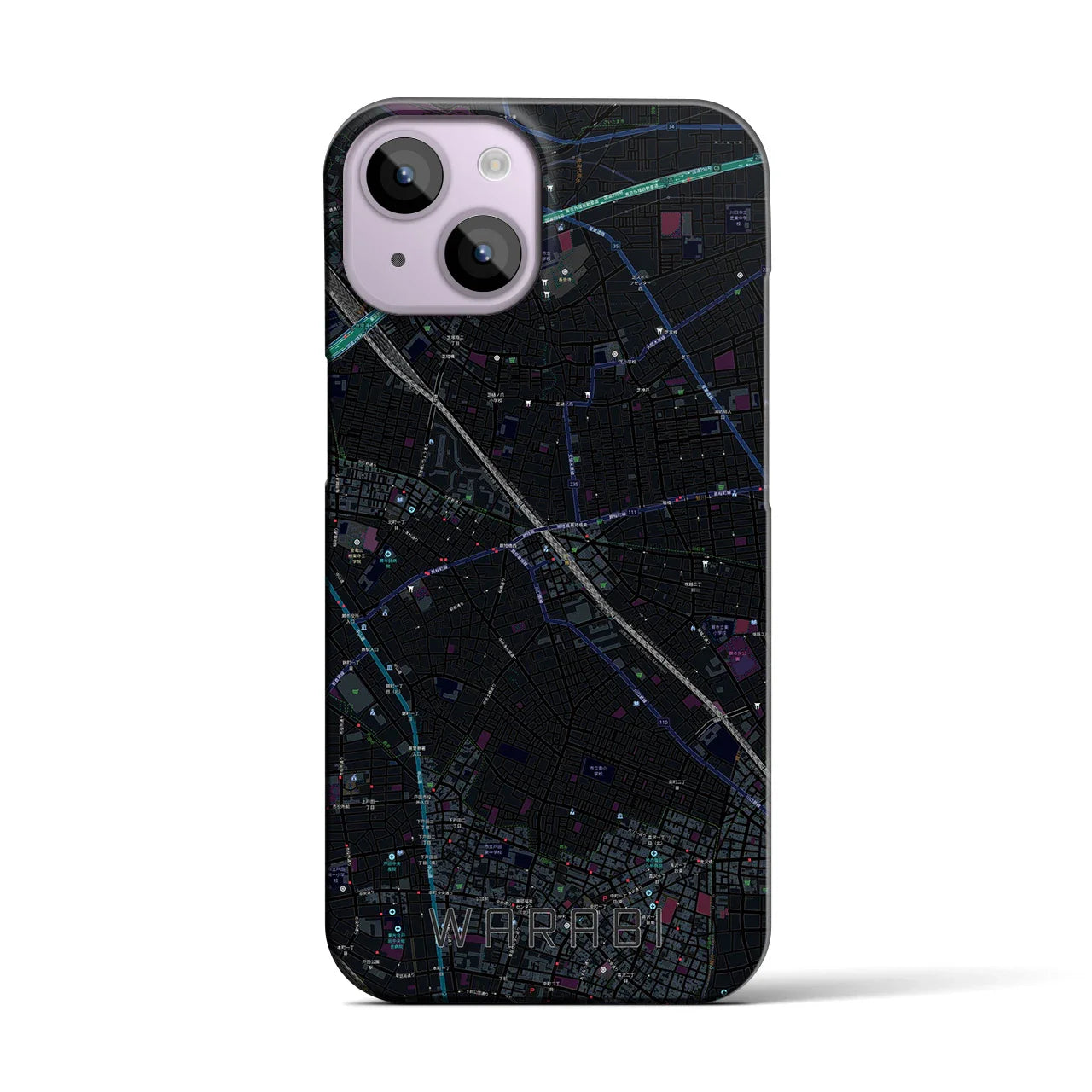 【蕨(埼玉県)】地図柄iPhoneケース(バックカバータイプ)