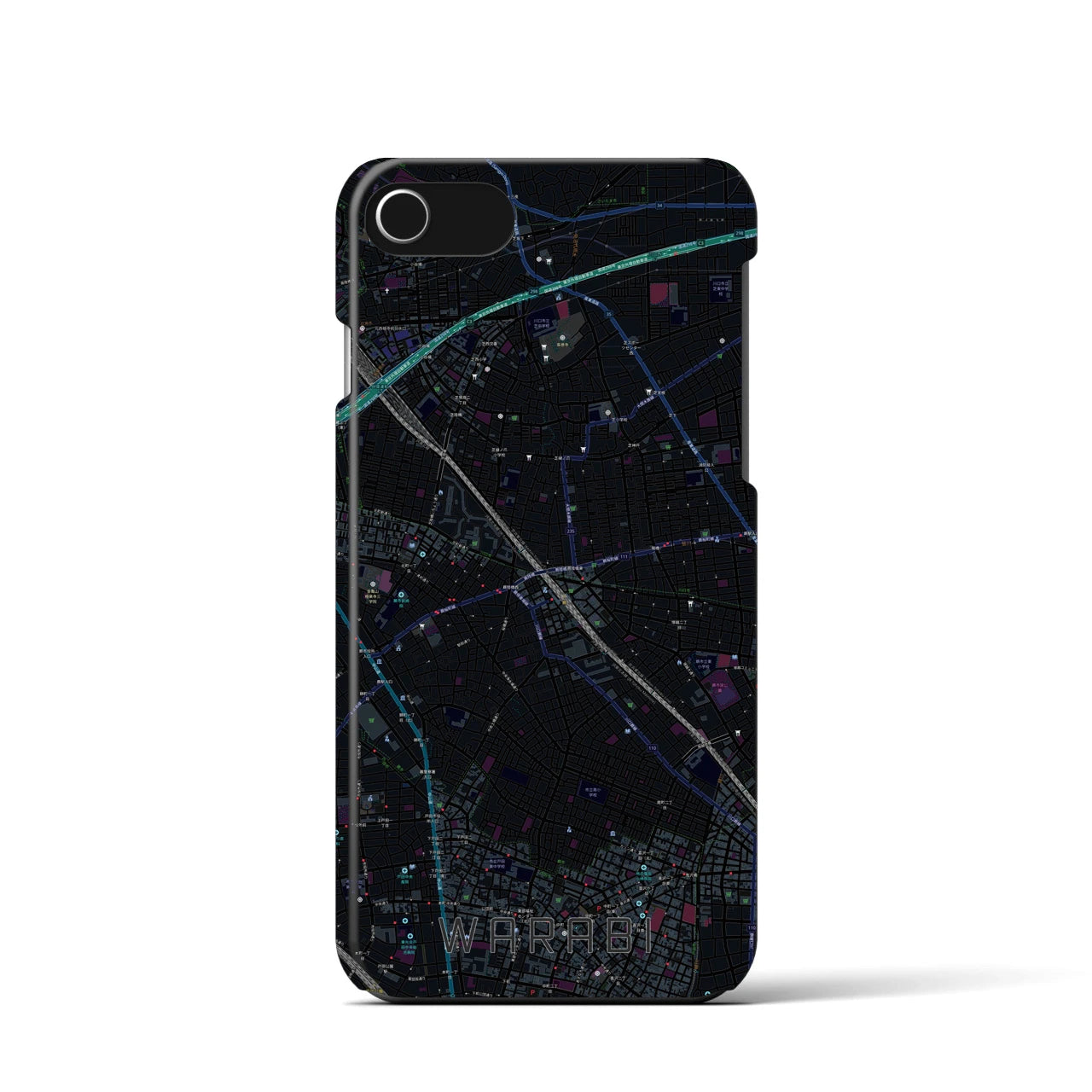 【蕨(埼玉県)】地図柄iPhoneケース(バックカバータイプ)